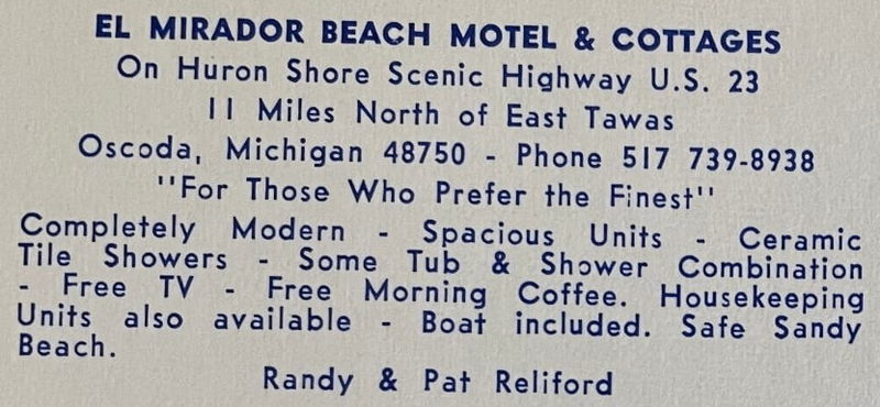Huron House Bed and Breakfast (El Mirador Beach Motel) - Vintage Postcard